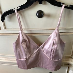 Pink satin crop top